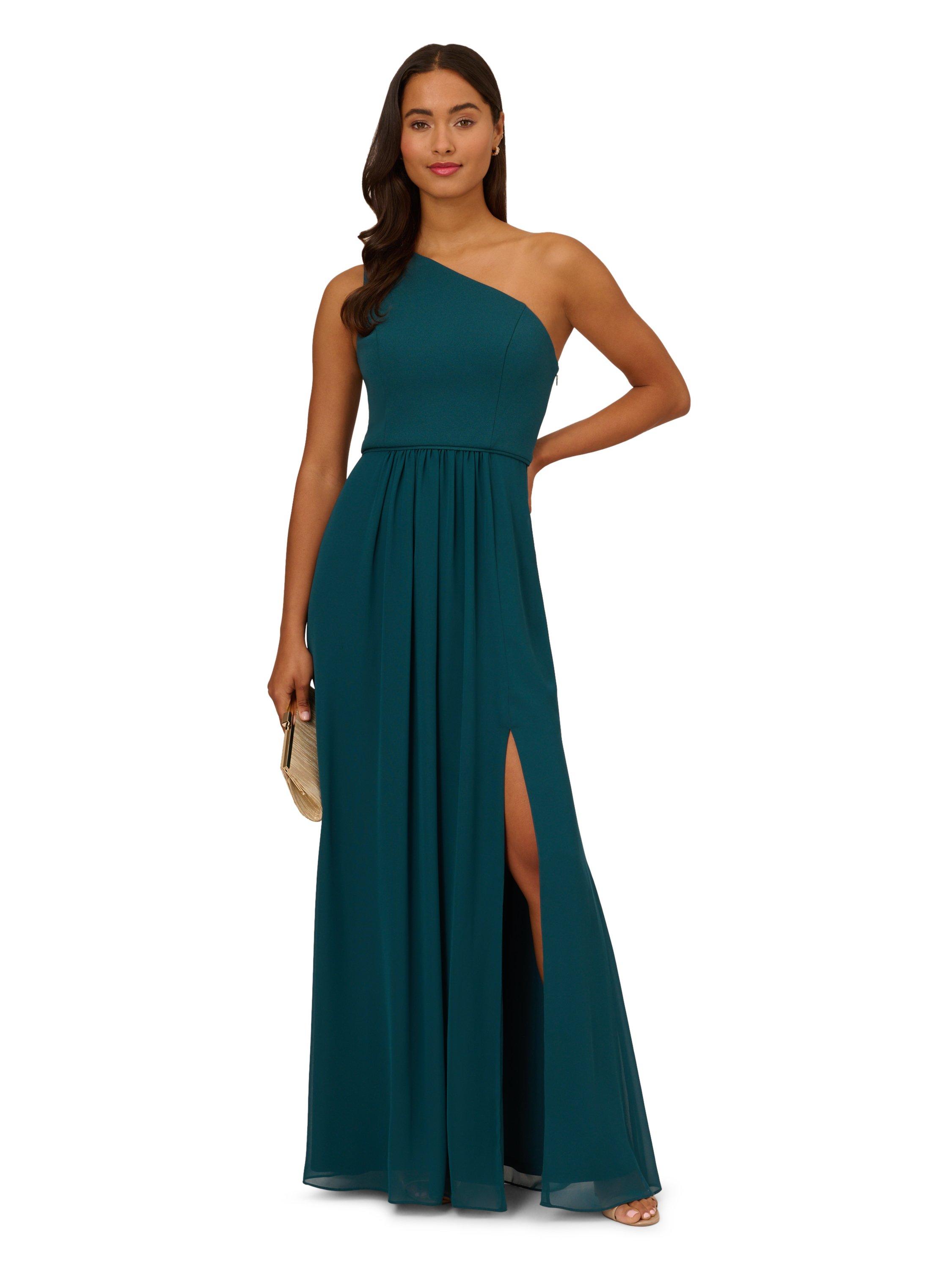 Dresses One Shoulder Chiffon Gown Adrianna Papell